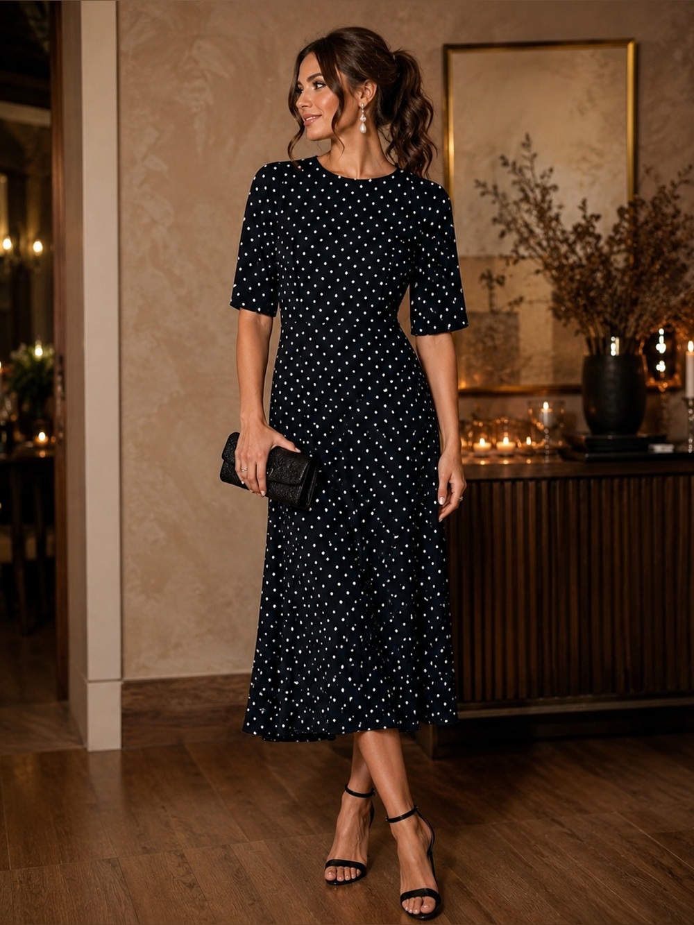 Anne Klein Polka Dot Midi Dress
